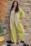 Lina Linen Blend Barrel Pant Washed Olive